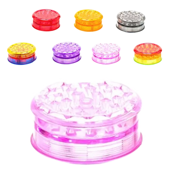 Plastic 3-Part Herb Grinder 61mm with Magnetic Lid – Various Colors, Color: Pink