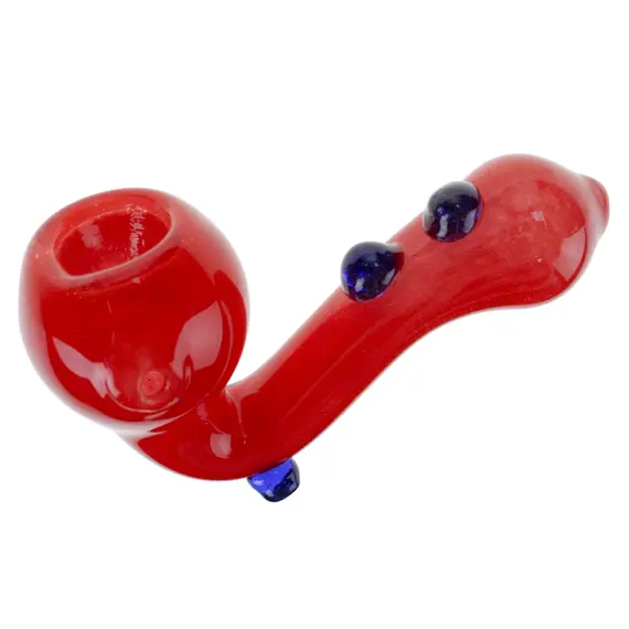 Compact Sherlock Glass Pipe for Smooth Smoking, Color: Red, 2 image