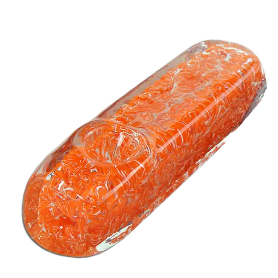 Vibrant Borosilicate Glass Shotgun Pipe with Particle Design, Color: Orange, 2 image
