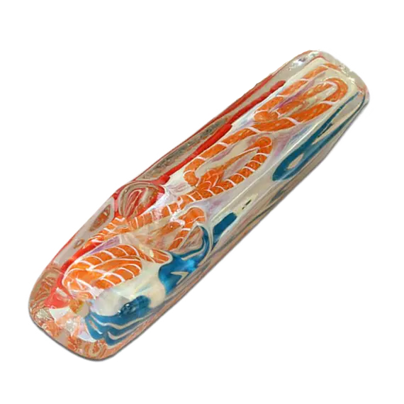 Stylish Borosilicate Glass Shotgun Pipe with Unique Weave Design, Color: Orange, 2 image