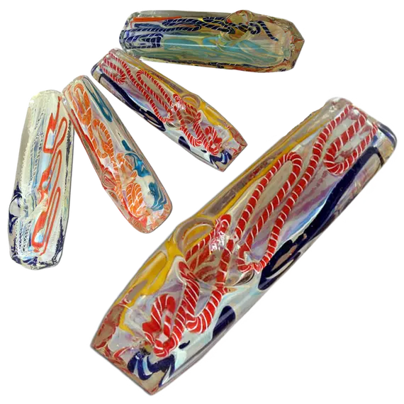 Stylish Borosilicate Glass Shotgun Pipe with Unique Weave Design, Color: Red, 2 image