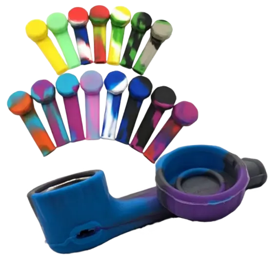Compact Silicone Hand Pipe with Metal Bowl – Portable and Durable, Color: Blue, 3 image
