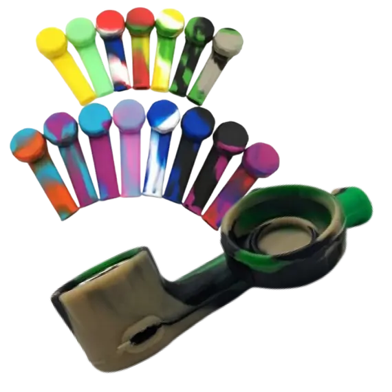 Compact Silicone Hand Pipe with Metal Bowl – Portable and Durable, Color: Green, 3 image