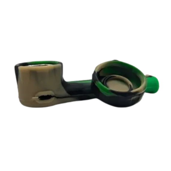 Compact Silicone Hand Pipe with Metal Bowl – Portable and Durable, Color: Green, 2 image