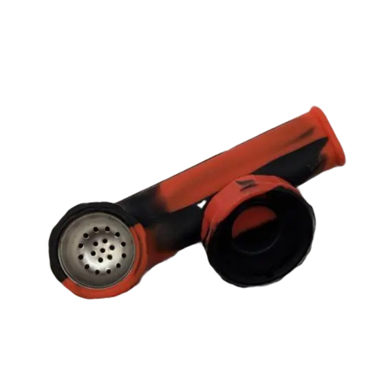 Compact Silicone Hand Pipe with Metal Bowl – Portable and Durable, Color: Red