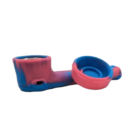 Compact Silicone Hand Pipe with Metal Bowl – Portable and Durable, Color: Light Blue, 2 image