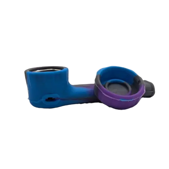 Compact Silicone Hand Pipe with Metal Bowl – Portable and Durable, Color: Blue, 2 image