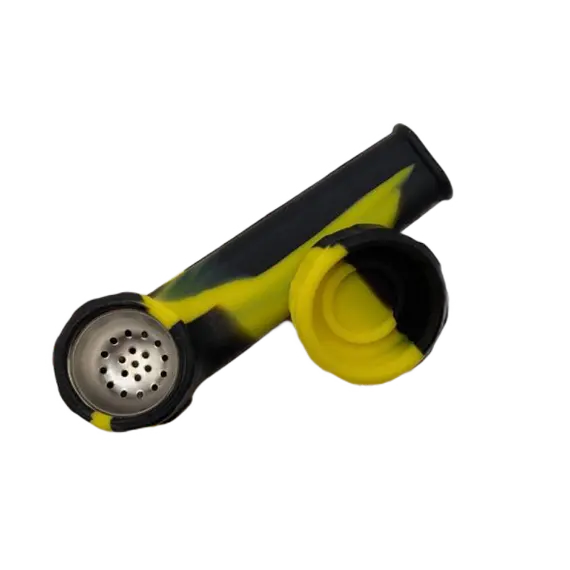 Compact Silicone Hand Pipe with Metal Bowl – Portable and Durable, Color: Yellow, 2 image