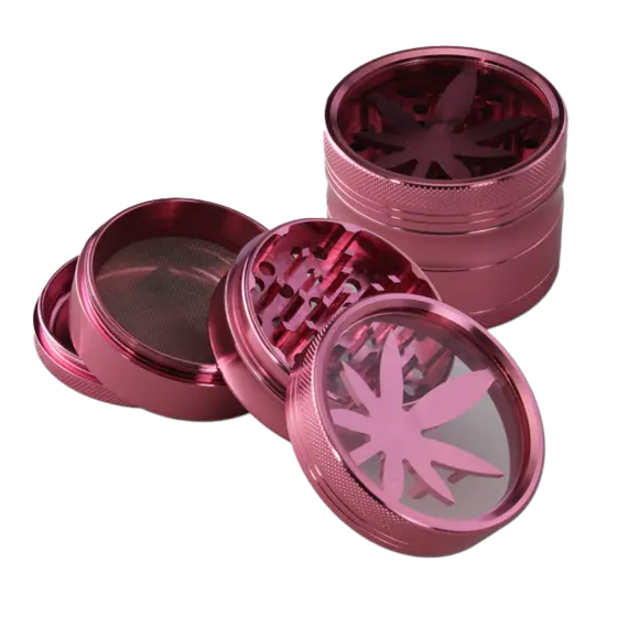 Алюминиевый гриндер с окном 62 мм — качество и удобство помола, Цвет: розовый, изображение 2