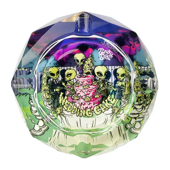 Best Buds Crystal Ashtray with Alien Wedding Design, 3 image