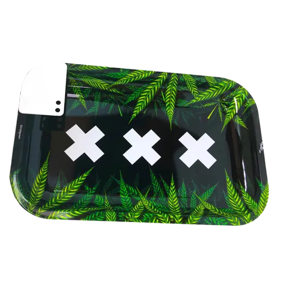 Amsterdam XXX Metal Rolling Tray with Magnetic Grinder