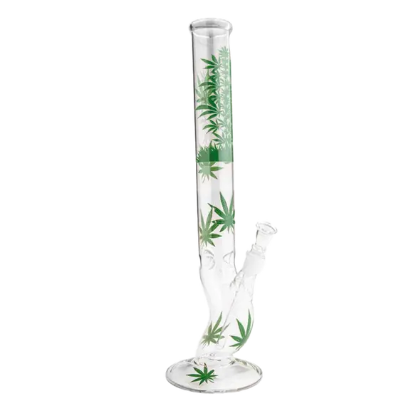 Cannabis Curved Glass Bong 45 cm with Ice Catcher for Smooth Hits
