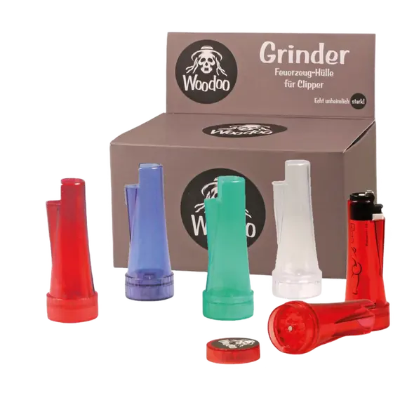 Clipper Lighter Holder with Built-In Grinder, Color: Red