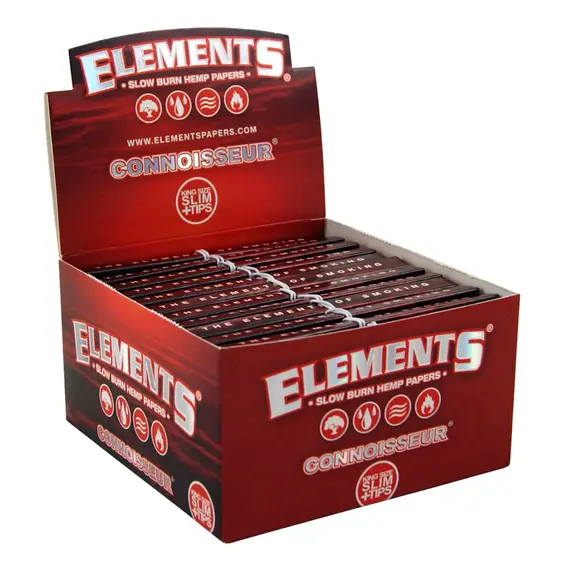 Elements Red Connoisseur Hemp Rolling Papers with Tips, 3 image