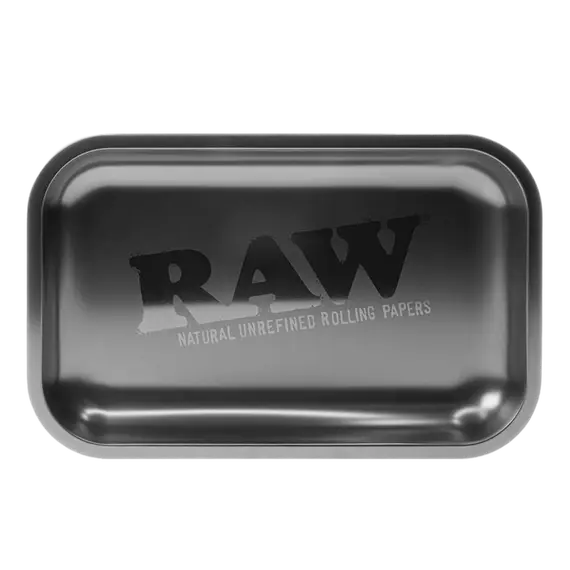 RAW All Black Medium Metal Rolling Tray - Durable, Sleek, Portable, 2 image