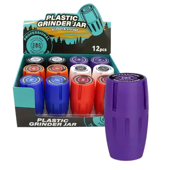 Plastic Herb Grinder Jar with Built-In Storage, Color: Purple