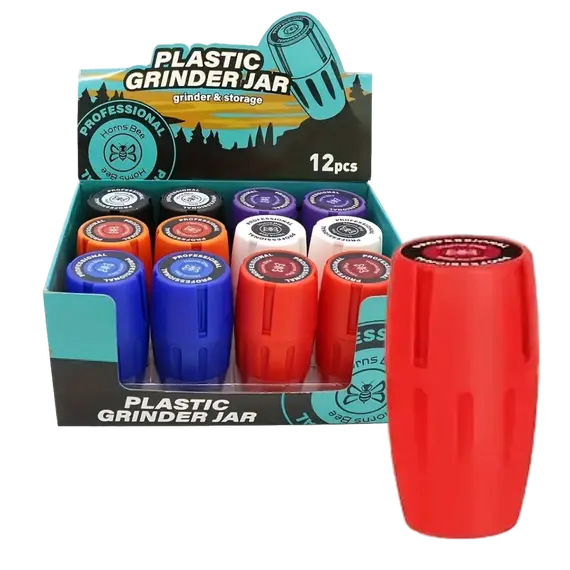 Plastic Herb Grinder Jar with Built-In Storage, Color: Red