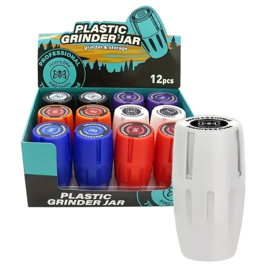 Plastic Herb Grinder Jar with Built-In Storage, Color: White