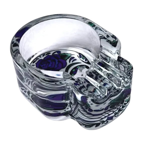 Glass Skull Ashtray (Different Prints), Color: Purple, 2 image