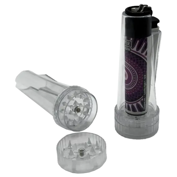Clipper Lighter Holder with Built-In Grinder, Color: Transparent, 3 image