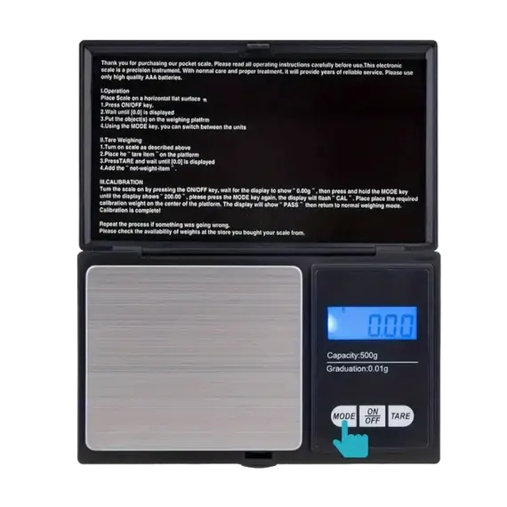 Электронные карманные весы FODWET 0.01–500 г с функцией тары, изображение 2