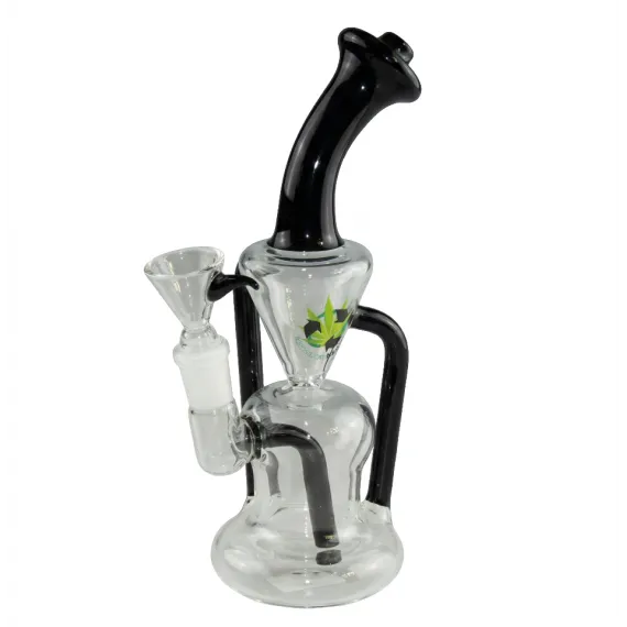 Black Leaf Recycle Bubbler for a Pure Smoking Pleasure, Color: Black