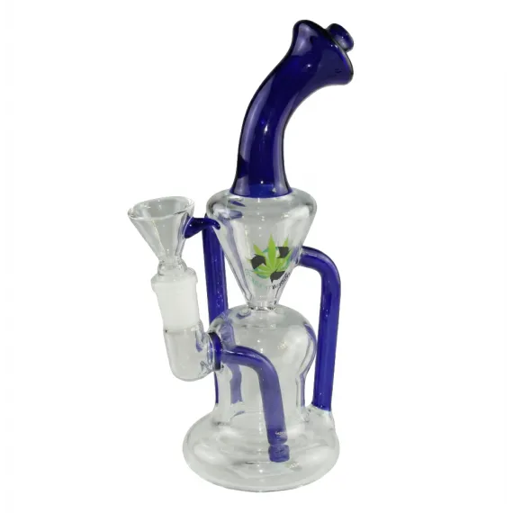 Black Leaf Recycle Bubbler for a Pure Smoking Pleasure, Color: Blue