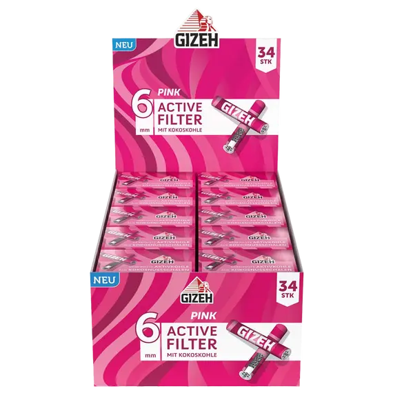 GIZEH PINK 6mm Coconut Charcoal Filters with Ceramic Tips, 6 image