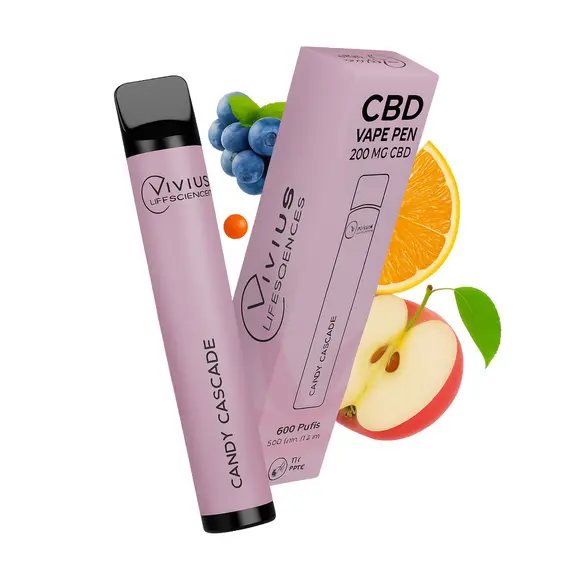 Fruity THC-Free CBD Vape Pen with 200mg and Candy Flavors, 3 image