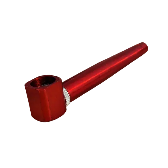 Colorful Metal Smoking Pipe with Mesh Screen, Color: Red