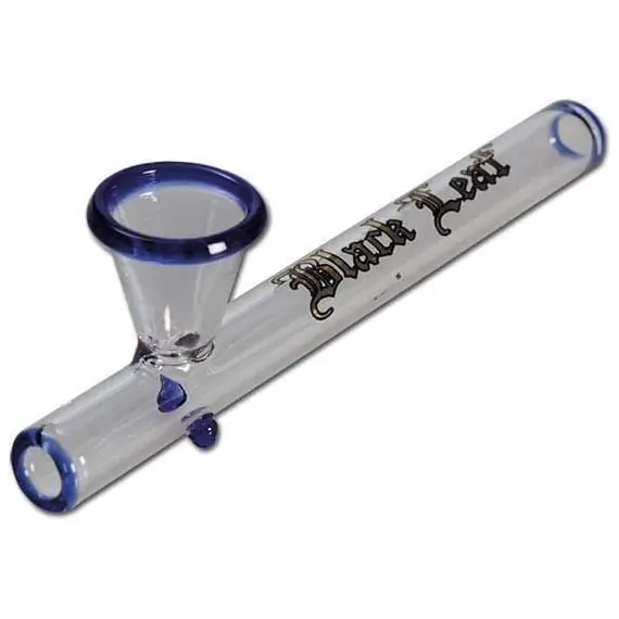 Black Leaf Shotgun Slim Blue Glass Pipe
