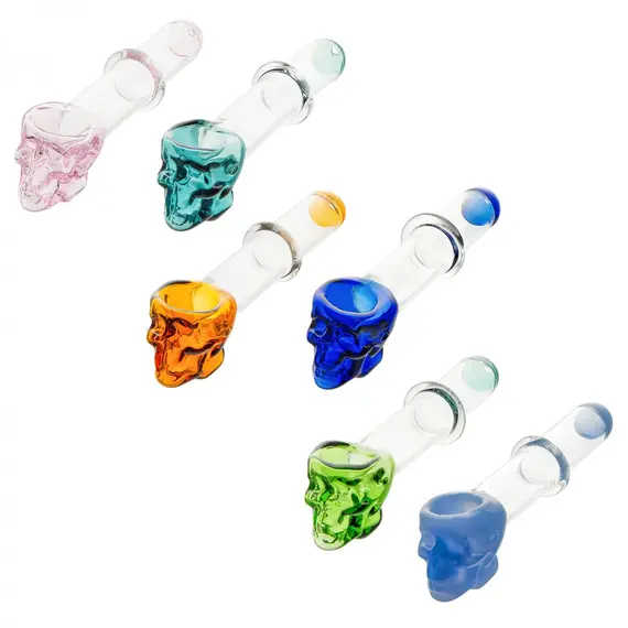 Glass Skull Pipe (Multi-Colored) 12cm, Color: Pink, 2 image
