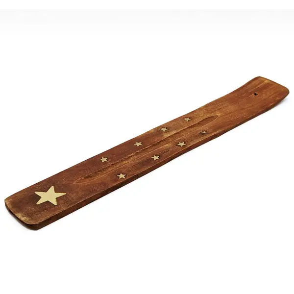 Satya wooden incense holder with gold ornaments