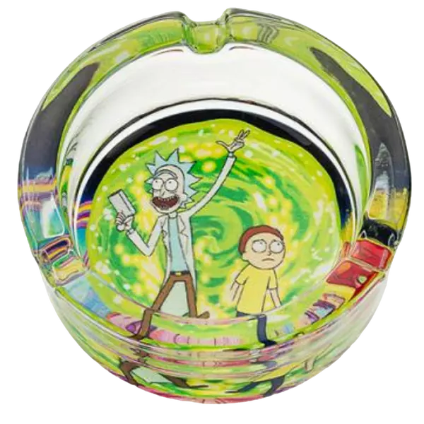 Стеклянная пепельница Rick & Morty (разные принты), Цвет: зелёный