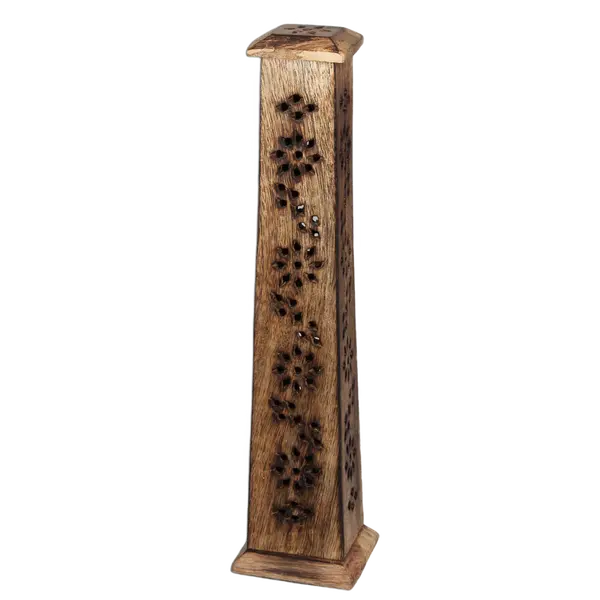 Hand-Carved Mango Wood Incense Holder for a Serene Ambiance