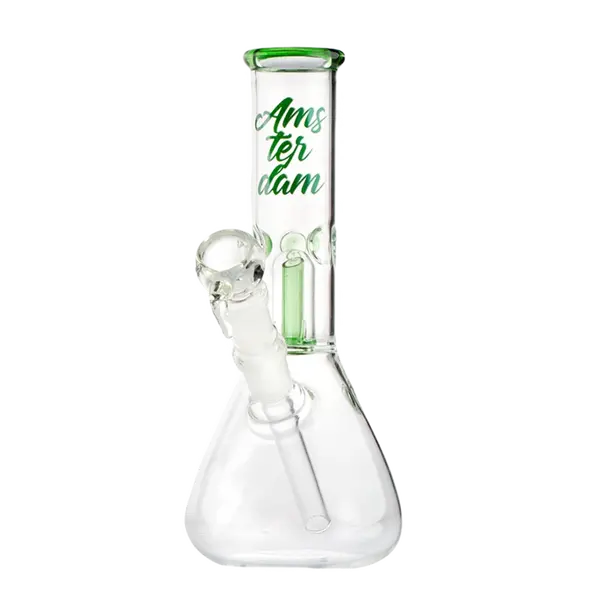 Amsterdam Glass Bong with Dome Percolator: Elevate Your Sessions, Color: Green