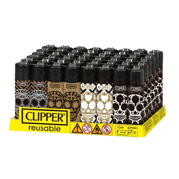 Skulls Lighters by Clipper: Ignite Your Style, Color: White