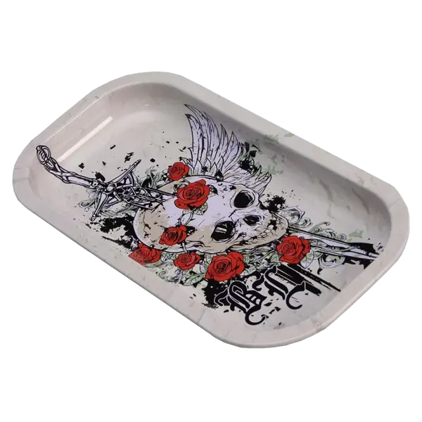 Metal Rolling Tray Skull+Roses: Roll in Unique Style