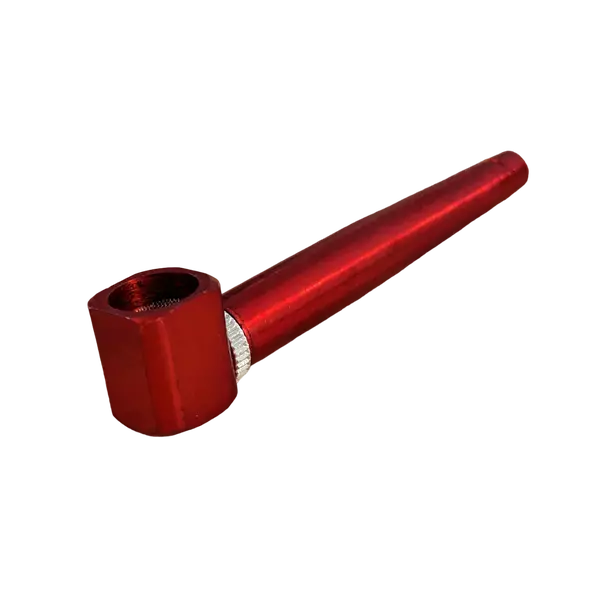 Colorful Metal Smoking Pipe with Mesh Screen, Color: Red