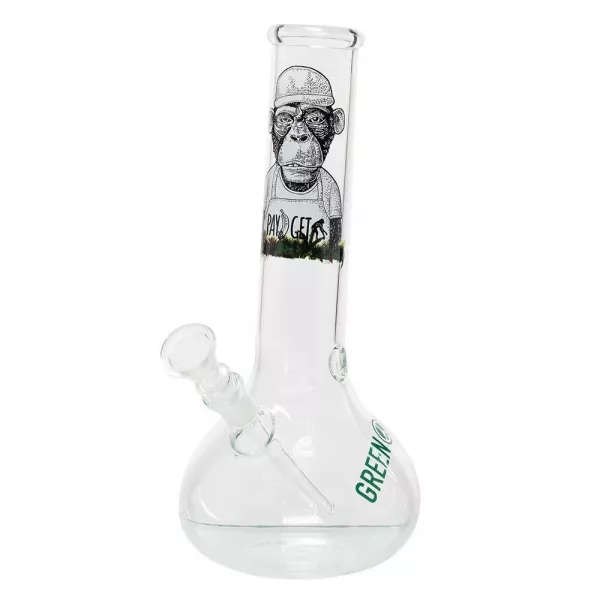 Round Glass Bong Greenline with Monkey Design